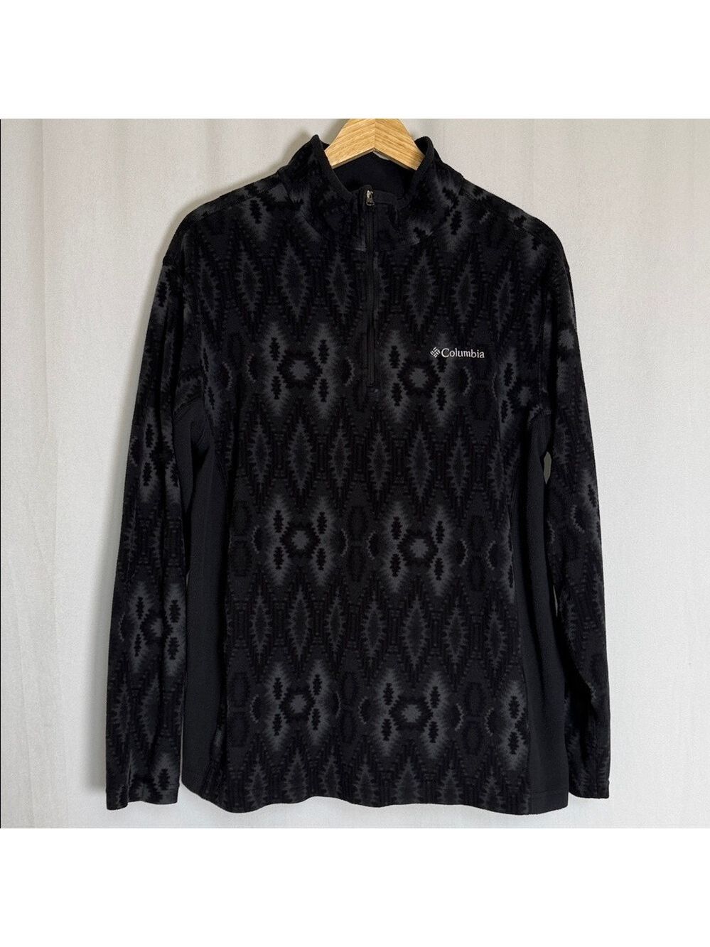 Columbia Men's Pine Ride Half Zip Geometric Black Gray Print Jacket Size L